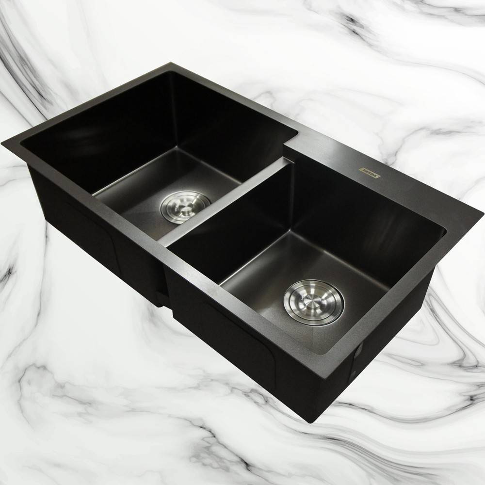 HM8045 Double Bowl Black Stainless Steel Kitchen Sink